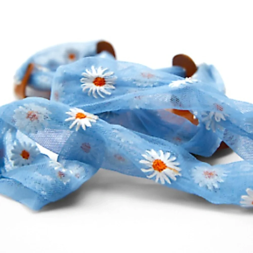 ZARA Strap Sandal LEATHER Flat DAISY TULLE Tie-Up GLADIATOR Shoe 39 - Picture 4 of 4